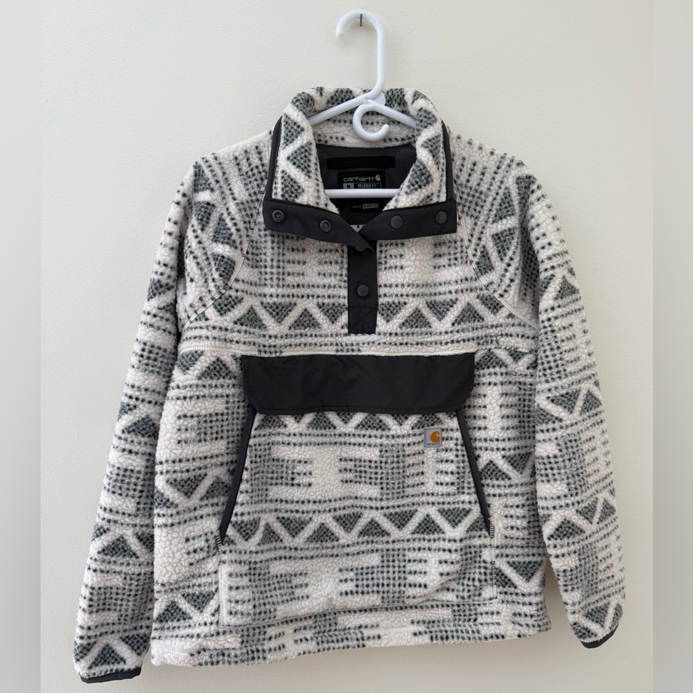 Carhartt Fleece Pullover Aztec Print Sz M - Picture 2 of 9
